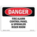 Signmission Safety Sign, OSHA Danger, 12" Height, Fire Alarm Control Panel And Sprinkler Riser Room, Landscape OS-DS-D-1218-L-2378